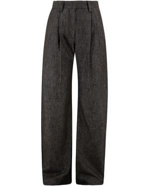 Brunello Cucinelli Loose Curved Trousers - Black