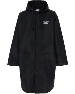 Drole de Monsieur La Parka Slogan Parka With Hood With Drawstring And Logo Print On Front And Back - Blue