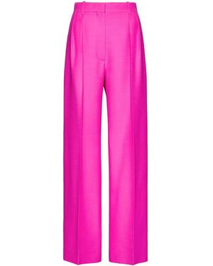Valentino Crepe Couture Wide-Leg Trousers - Pink