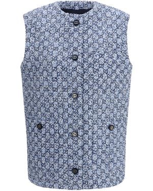 Gucci Gg Tweed Vest - Blue