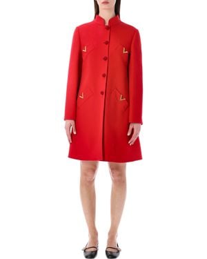 Valentino Garavani Wool & Cashmere Drap Coat - Red