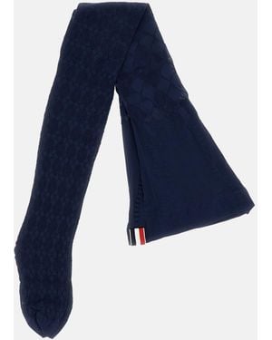 Thom Browne Fun Mix Argyle Sheer Tights W/ Mesh Panties - Blue