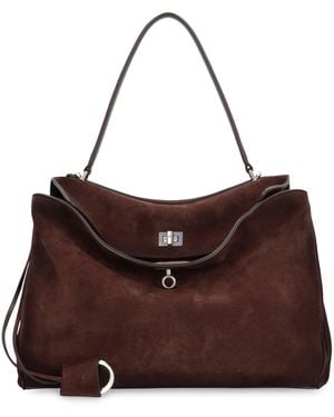 Balenciaga Tote Bag Rodeo Media Suede Calf - Brown