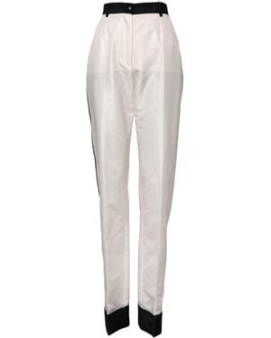 Dolce & Gabbana White High Waist Straight Dress Trouser Trousers