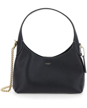 COACH Brooklyn Shoulder Bag With Chain Strap And Logo Lettering On The Front Leather For - Blue