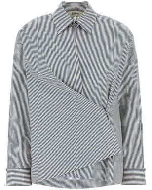 Fendi Striped Wrap Shirt - Grey