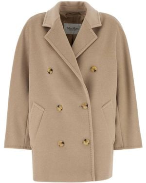 Max Mara Sand Wool Blend Rebus Coat - Natural