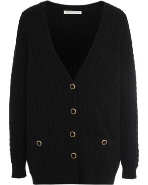 Alessandra Rich Cable Knit Cardigan Wool Cardigans - Black