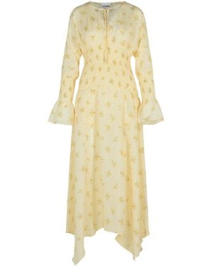 Ganni Ivory Viscose Dress - Yellow