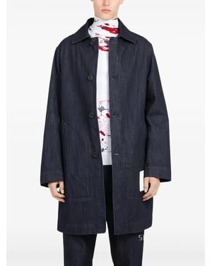 Ferragamo Denim Buttoned Coat Clothing - Blue