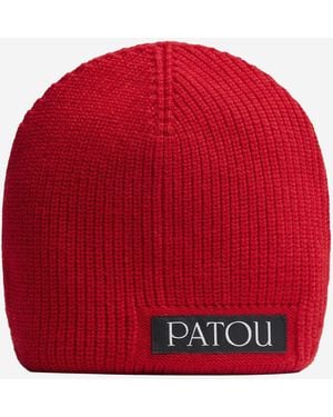 Patou Stretch Wool Blend Beanie - Red