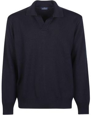 Paul & Shark V-Neck Polo Shirt - Blue