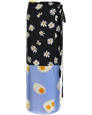 Moschino Silk Wallet Skirt With Floral Print - Black
