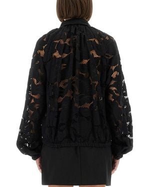 Patou Lace Balloon Blouse Viscose Shirt - Black