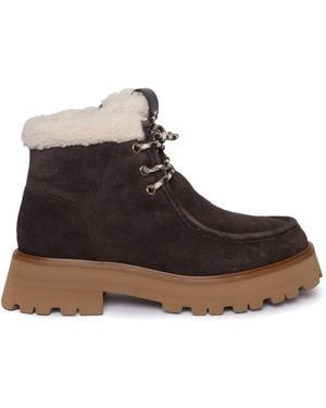 Michael Kors 44Mm Shearling Lace-Up Boots - Brown