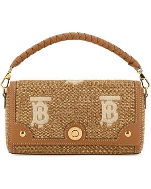 Burberry Camel Raffia Handbag - Brown