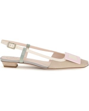 Roger Vivier Slingback Suede Ballerinas Belle Vivier Calf Leather Ballerina Shoes - White