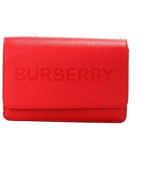Burberry Hampshire Small Embossed Logo Smooth Leather Crossbody Bag - Red
