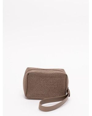 Brunello Cucinelli Testa Di Moro Textured Leather Pouch - Brown