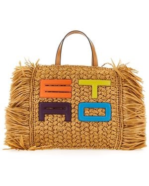 Etro Raffia Tote Bag - Orange