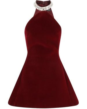 David Koma Sleeveless Velvet Mini Dress - Red