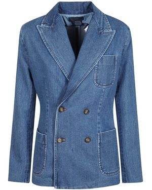 Ralph Lauren Double-Breasted Denim Blazer - Blue