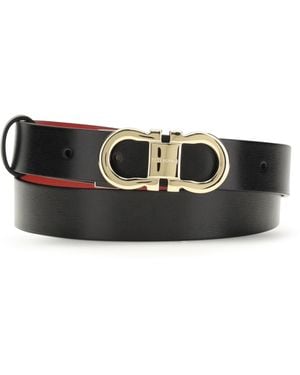 Ferragamo Adjustable And Reversible Gancini Belt Calf Leather Bos Taurus E Braces - White