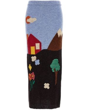 Moschino Shetland Knit Skirt - Blue