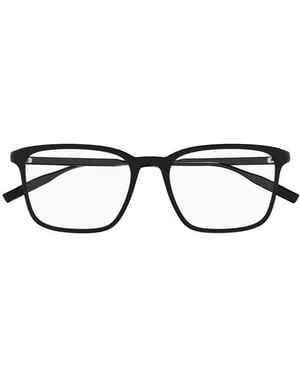 Montblanc Eyeglasses Square Full Rim, Shiny Frame And Clear Demo Lens Mb0197O001 Sunglasses - Black