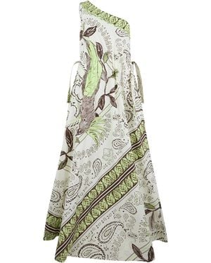 Tory Burch One-Shoulder Dress Mint-Kakatu Cotton - White