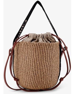 Chloé Bucket Bag Woody Raffia - Brown