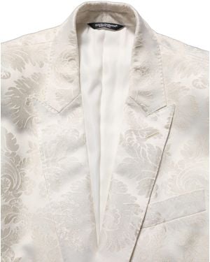 Dolce & Gabbana Off Floral Single Breasted Jacket Polyester Acetate Nylon Clothing - White