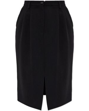Dolce & Gabbana Dolce & Gabbana Wool Skirt With Front Slit - Black