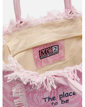 MC2 Saint Barth Cotton Canvas Vanity Tote Bag With Paisley Print - Pink