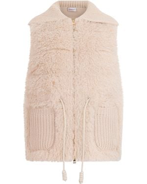 Moncler Wool And Cashmere Gilet Waistcoats & Gilets - Natural
