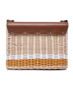 Furla 1927 Logo Wicker Shoulder Bag - Brown