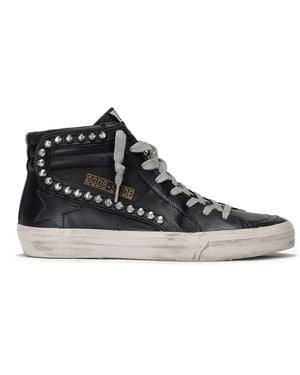 Golden Goose Slide Classic Leather Upper Studs - Black
