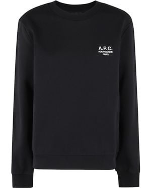 A.P.C. Long-Sleeve Organic Cotton Sweatshirt With Embroidered Logo - Black