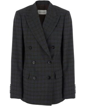 Dries Van Noten Double-Breasted Jacket Barrysta Wool Blazers - Black