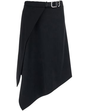 The Attico Skirt With Waist Belt — Wool - Black