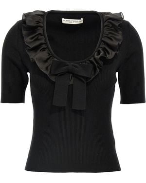 Alessandra Rich Wool T-Shirt - Black
