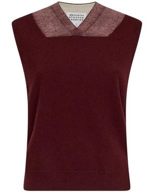 Maison Margiela Burgundy Virgin Wool Fuse Knit Vest - Red