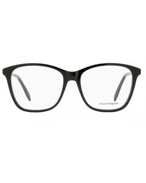 McQueen Eyeglasses Square Full Rim, Shiny Frame And Clear Demo Lenses Lens Am0191O001 - Brown