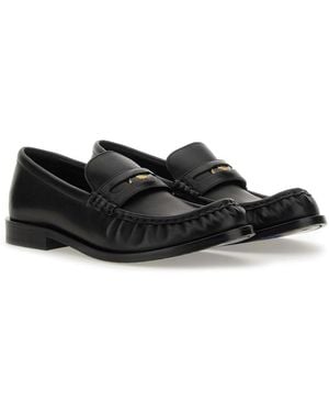 Burberry Moccasin Cadet Calf Grain Leather Loafers - Black