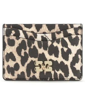 Ganni Bou Animal Print Card Holder Wallet - White