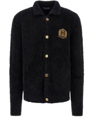 Dolce & Gabbana Dolce & Gabbana Heraldic Embroidered Bouclé Cardigan - Black