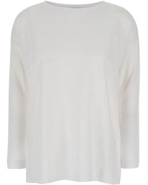 Allude Shirt With Boart Neckline - White
