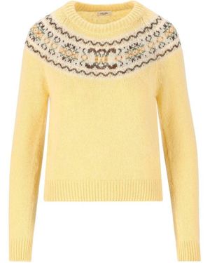 Celine Triomphe Crewneck Knit Jumper - Yellow