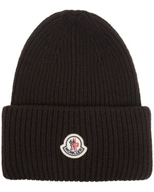Moncler Logo Beanie - Black