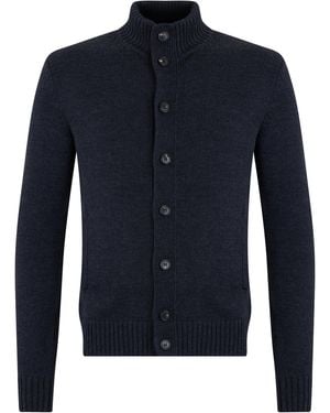 Slowear Cardigan With Collar Virgin Wool Cardigans - Blue